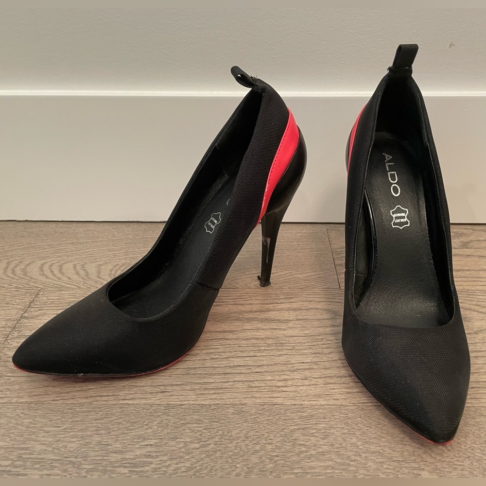 Aldo Black Pumps with Neon Pink